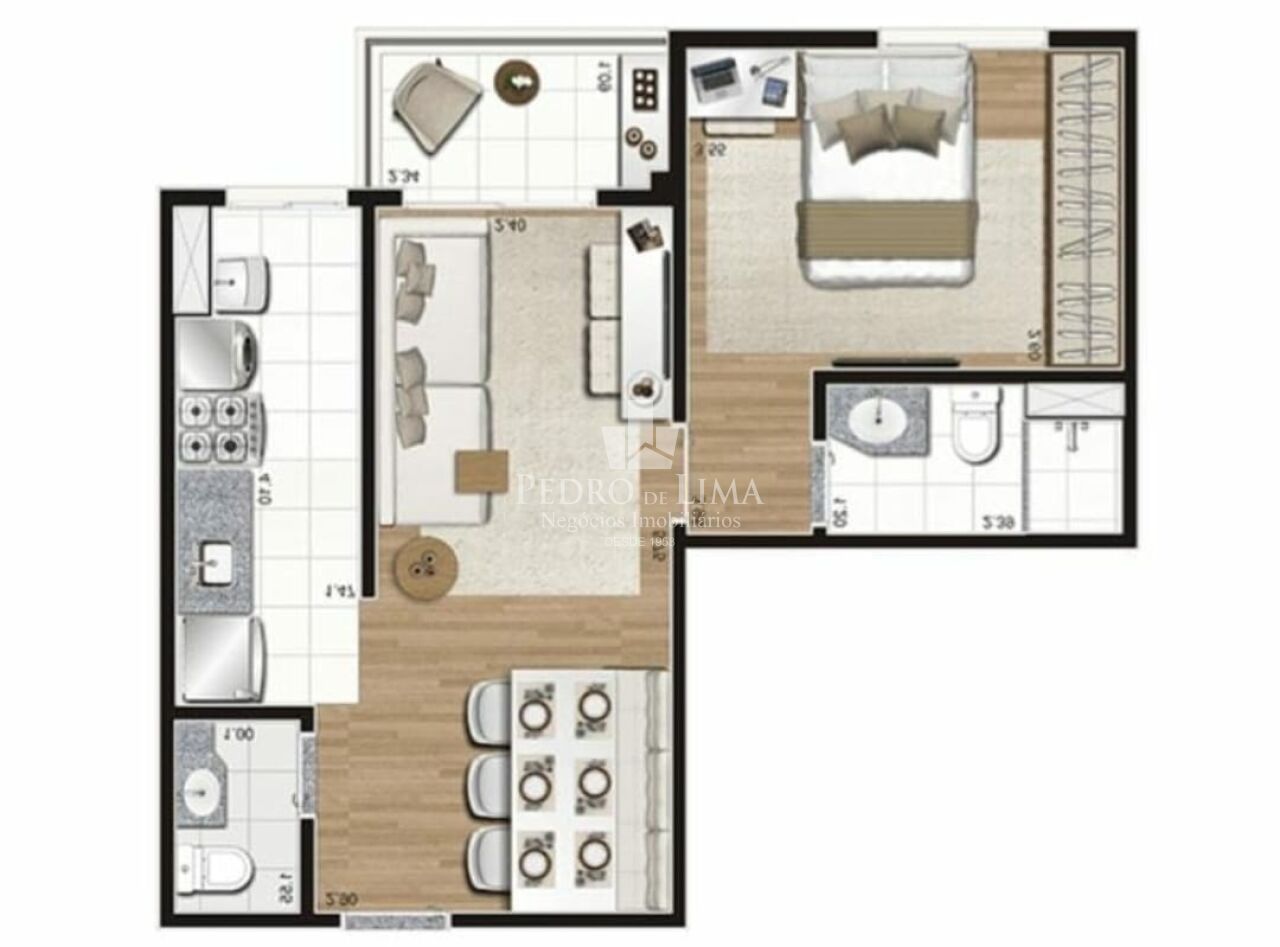 Apartamento na Mooca 45m², 1 suíte, lavabo, varanda e 1 vaga. Condomínio  Praça Piratininga