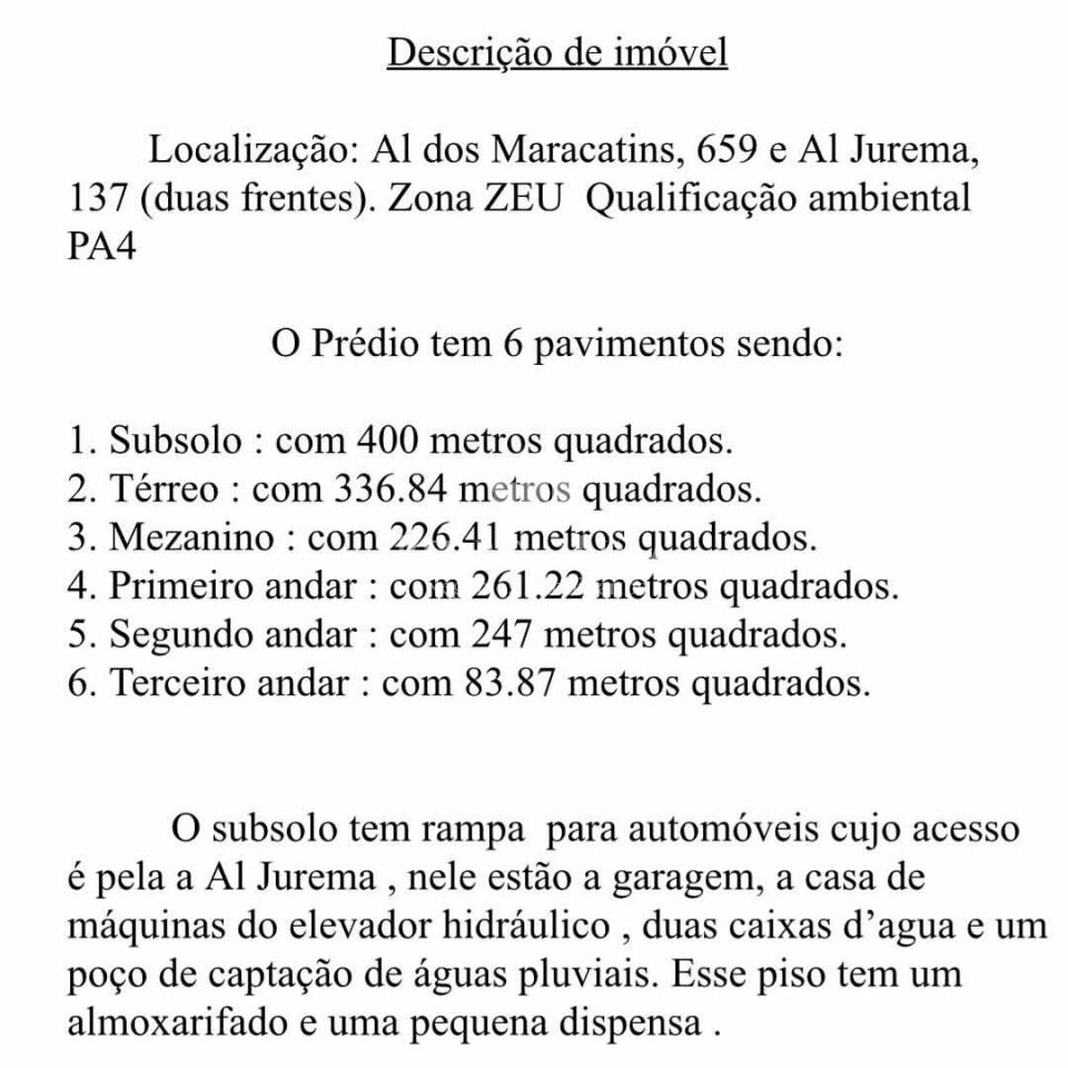Prédio Comercial com 1553m², duas frentes e 40 vagas subsolo em Moema
