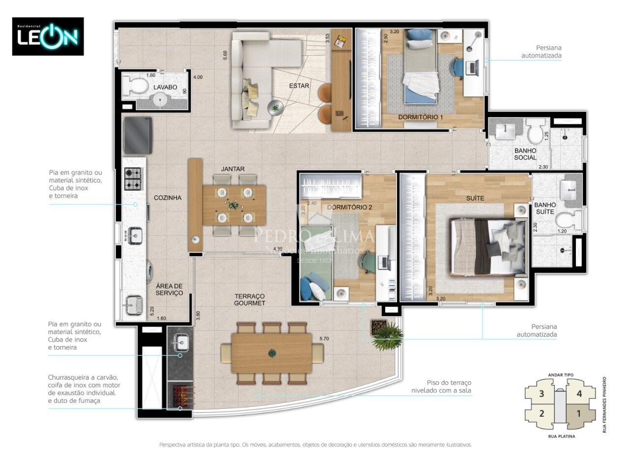 imagem do imovel Apartamento com 3 quartos, 1 suíte, varanda gourmet, 2 vagas, no Tatuapé -Residencial Leon ref: TP30220