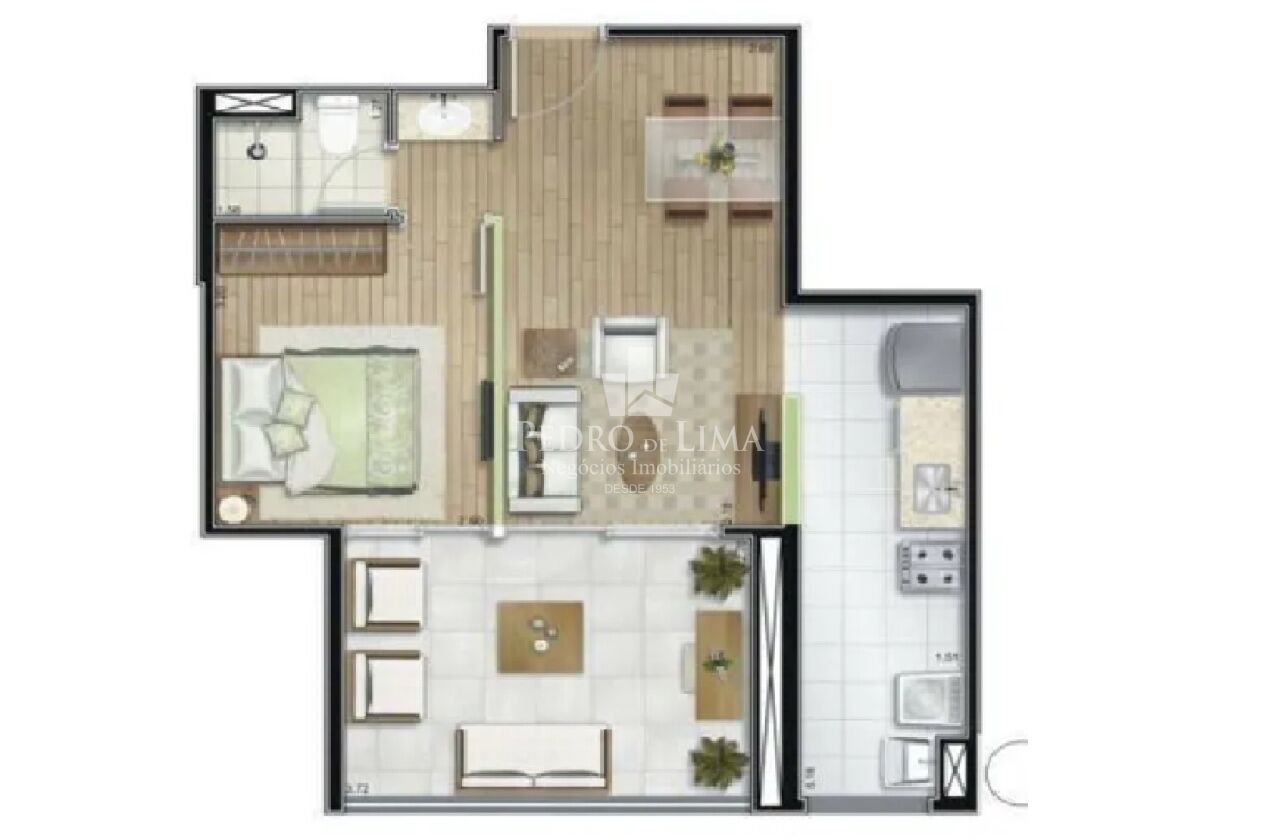 Apartamento 1 Quarto, Sala, Sacada, 1 banheiro, 1 vaga no Jardim Anália Franco.