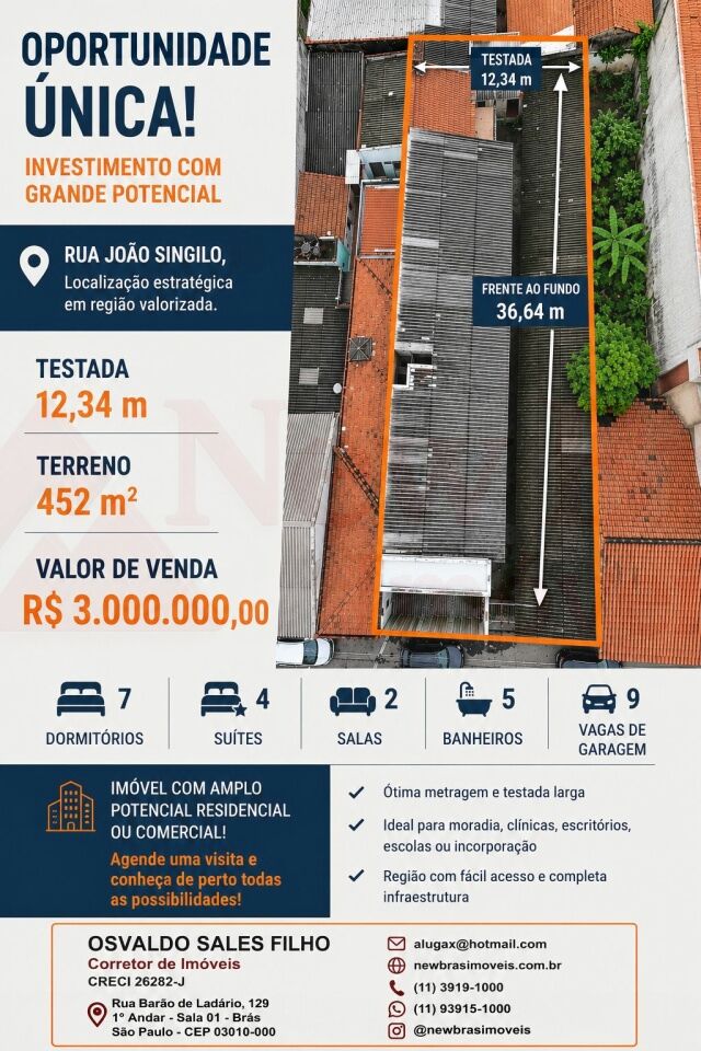 Casa Térrea para Venda - Brás