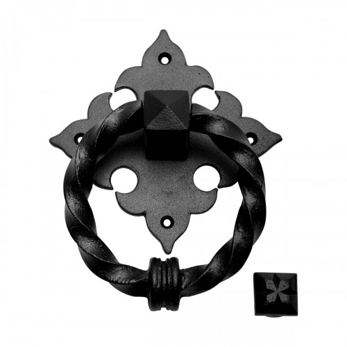 thumbnail interactive-video image 1 of Cast Iron Front Door Knocker - Black, 7" X 4.5", Rustproof Finish With Mounting Hardware 1 of 10