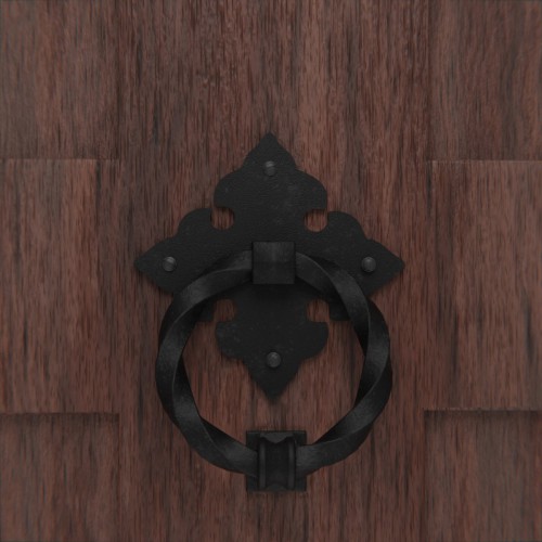 thumbnail image 2 of Cast Iron Front Door Knocker - Black, 7" X 4.5", Rustproof Finish With Mounting Hardware 2 of 10
