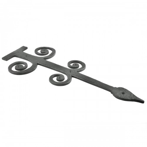 12-Inch Fleur De Lis Spear Decorative Iron Strap - Antique Black Finish For Doors & Furniture