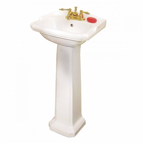Cloakroom Wall Mount Pedestal Bathroom Sink with Overflow