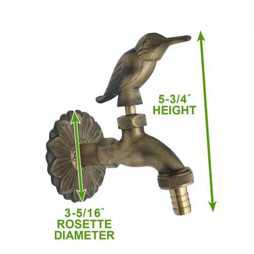 Antique Brass Outdoor Faucet - Solid Brass Decorative Garden Spigot With Bird Design, Wall Mounted Tap (Hose Not Included)