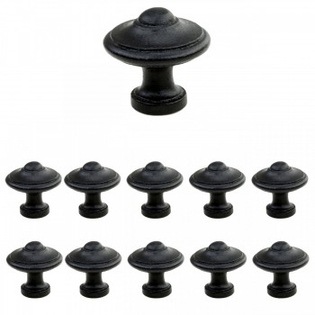 Renovators Supply 4.5" Black Wrought Iron Cabinet Knobs - Pack Of 6, Vintage Fan & Fern Design With Hardware