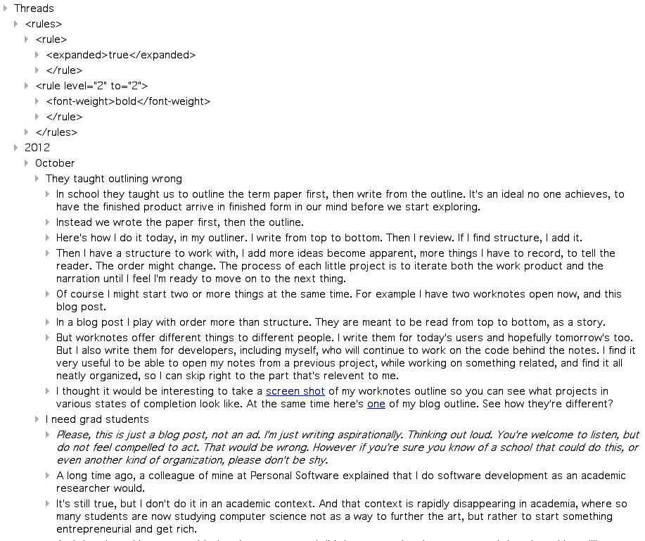 What does an outline look like for an essay