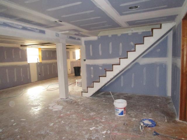 Cherry Hill, NJ - A progress picture from our Cherry Hill basement remodeling project, all the paneling is gone and as you see the drywall is up, check back for more updates! Cherry Hill, NJ - A progress picture from our Cherry Hill basement remodeling project, all the paneling is gone and as you see the drywall is up, check back for more updates!
