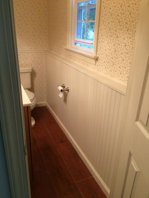 Haddonfield, NJ - no job is to big or to small we did some interior changes to this existing bathroom. We installed wainscoting, new trim, new baseboard trim with two coats of paint and new toilet paper holder. Looks like a new bathroom Haddonfield, NJ - no job is to big or to small we did some interior changes to this existing bathroom. We installed wainscoting, new trim, new baseboard trim with two coats of paint and new toilet paper holder. Looks like a new bathroom