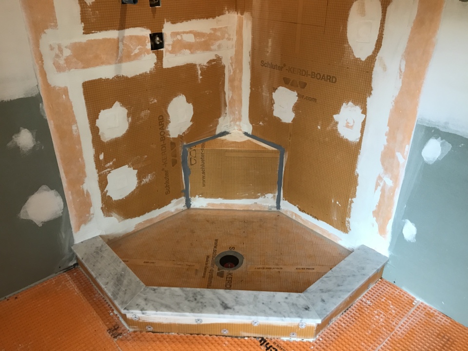 Medford, NJ - Stand up shower using Schluter- KERDI-BOARD water- proofing systems Medford, NJ - Stand up shower using Schluter- KERDI-BOARD water- proofing systems
