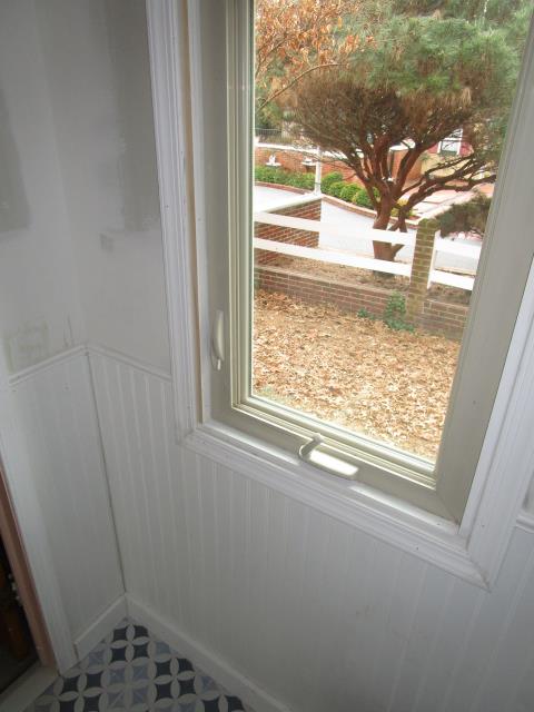 Haddonfield, NJ - A bathroom in progress with beautiful new wainscot and windows. Haddonfield, NJ - A bathroom in progress with beautiful new wainscot and windows.