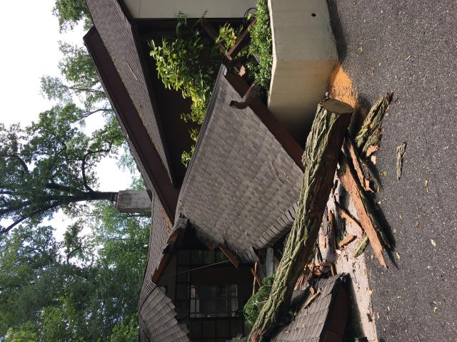 Cherry Hill, NJ - During one of our storms, a tree hit the roof over the homeowners foyer and entryway porch. We cleaned it all up and rebuilt the entire thing back up all over again. Cherry Hill, NJ - During one of our storms, a tree hit the roof over the homeowners foyer and entryway porch. We cleaned it all up and rebuilt the entire thing back up all over again.