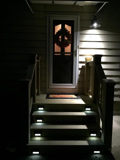 Haddonfield, NJ - New awning, exterior light, solar lights in risers, landing and stairs. Grasp-able handrails still to be installed. Does your home need a side entry face lift ? Haddonfield, NJ - New awning, exterior light, solar lights in risers, landing and stairs. Grasp-able handrails still to be installed. Does your home need a side entry face lift ?
