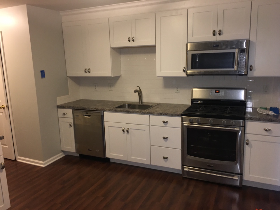 Marlton, NJ - Final details coming together on a condo kitchen damaged by a plumbing leak in adjacent unit Marlton, NJ - Final details coming together on a condo kitchen damaged by a plumbing leak in adjacent unit