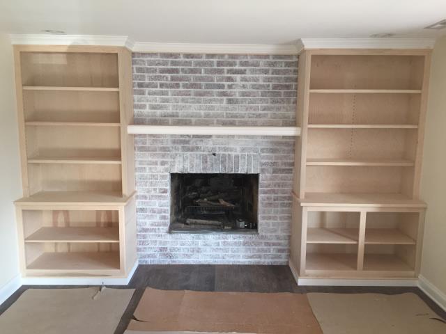 Haddonfield, NJ - In our Haddonfield project, our custom built in cabinetry is looking great surrounding the whitewashed fireplace in the sitting room. Haddonfield, NJ - In our Haddonfield project, our custom built in cabinetry is looking great surrounding the whitewashed fireplace in the sitting room.