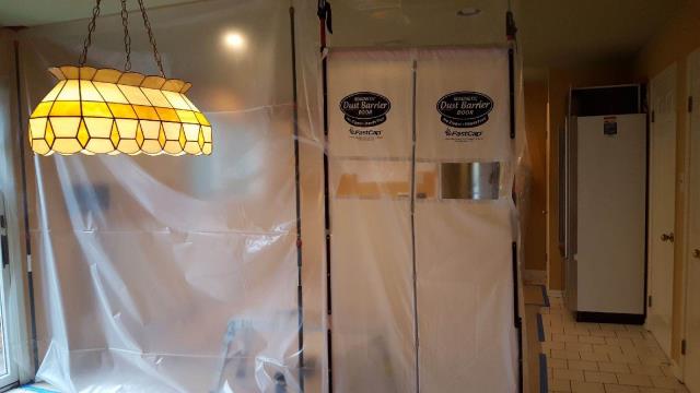 Westampton, NJ - Great dust protection setup by Nuss carpenters at our kitchen project in Westampton that's just underway. Westampton, NJ - Great dust protection setup by Nuss carpenters at our kitchen project in Westampton that's just underway.
