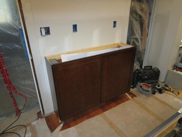 Collingswood, NJ - (3 of 3) At our Collingswood remodel, the re-located kitchen is starting to come together. Island cabinets are one color, and the perimeter another. Love the farmhouse sink! Collingswood, NJ - (3 of 3) At our Collingswood remodel, the re-located kitchen is starting to come together. Island cabinets are one color, and the perimeter another. Love the farmhouse sink!
