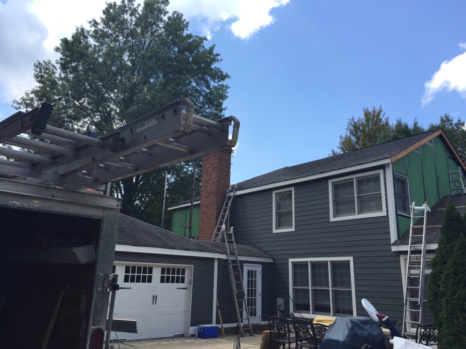 Kirkwood, MO - This is an LP job we are doing out off Manchester. We resheathed this house with zip paneling as well. The roof and gutters are next! Kirkwood, MO - This is an LP job we are doing out off Manchester. We resheathed this house with zip paneling as well. The roof and gutters are next!