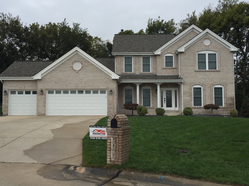 Weldon Spring, MO - Freshly completed GAF Camelot II Lifetime Warranty Designer roofing system in the Weathered Timber color Weldon Spring, MO - Freshly completed GAF Camelot II Lifetime Warranty Designer roofing system in the Weathered Timber color