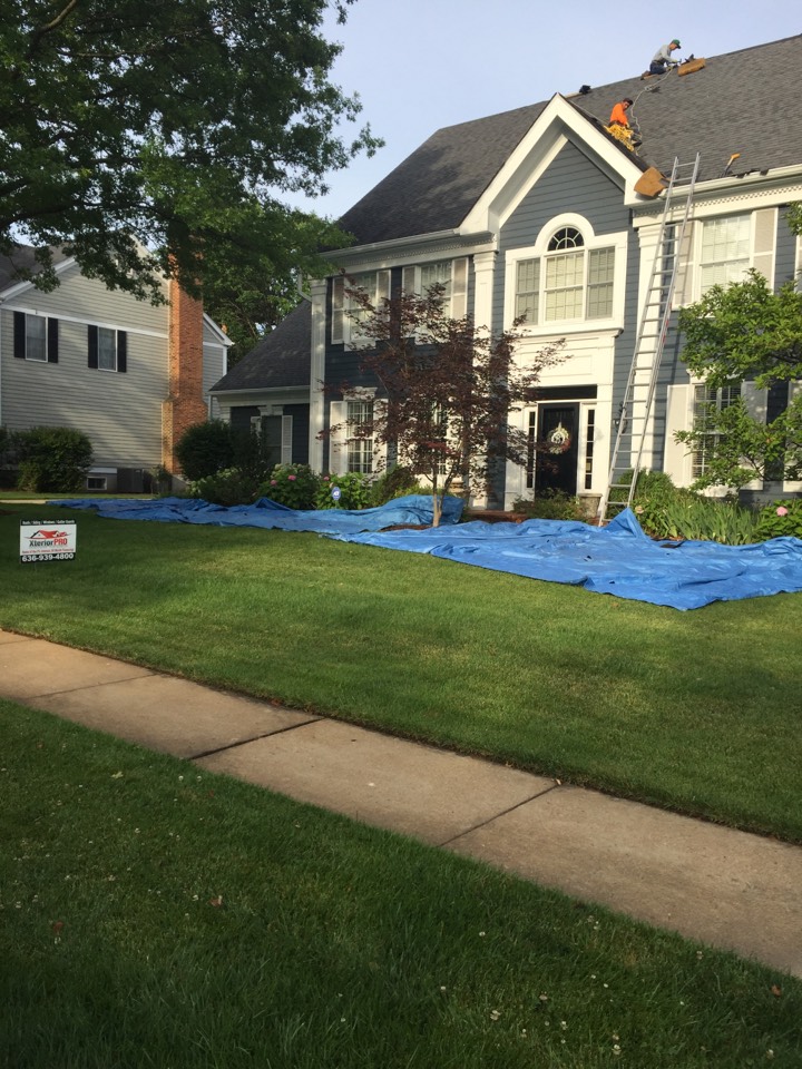 Kirkwood, MO - Installing a GAF Lifetime Architectural Roofing System in Charcoal color. James Hardie Fiber Cement Siding coming soon! Kirkwood, MO - Installing a GAF Lifetime Architectural Roofing System in Charcoal color. James Hardie Fiber Cement Siding coming soon!
