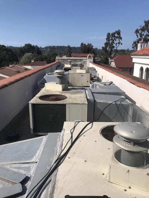 Our RESSAC technician arrived at a school in Santa Barbara, California, to survey all the commercial air conditioning equipment on site. Met with customer to discuss site needs, then inspected entire property. Gathered unit data for all air handlers, condensers and package units. Uploaded all asset information into service trade including air filter list. Visually inspected all units and found AHU #4 with a defective blower motor. Marked issue as a deficiency to quote. Survey is completed, will provide maintenance proposal for customer.