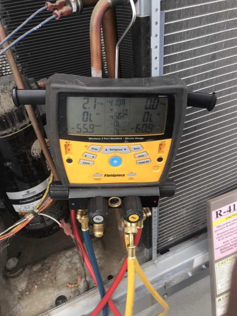 A bank in Santa Maria California reported that their AC was down. Our technician arrived onsite and found a commercial York air conditioner was down due to low pressure lockout. Will need to quote a refrigerant leak search and repair on the system. 