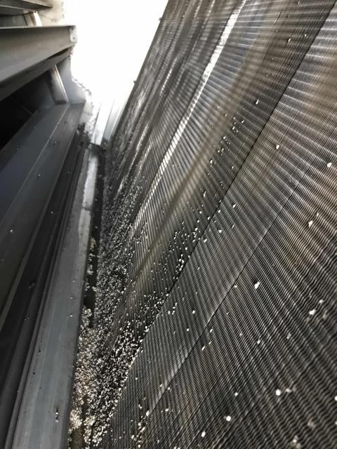 A clothing retailer was scheduled for approved AC repairs at the Newpark Mall in Newark CA. While cleaning the inside coil, our technician found a Styrofoam cup had broken up, and crumbled pieces  adhering to the evaporator coil. Turned unit off so that most of the Styrofoam would fall off. Used a pole brush and evap coil cleaner to clean off remaining debris, vacuumed up the smaller bits that had fallen. After cleaning, turned unit back on and cycled to test. Unit running well now, job complete.
