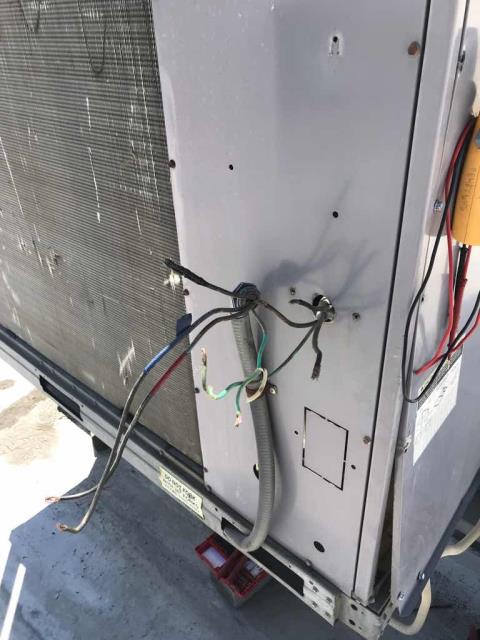 Dispatched our Merced California area HVAC technician to a commercial customer for approved work. Upon arrival, after checking in with the IVR, mall management and store manager, our technician proceeded to the roof to replace the disconnect on a commercial Carrier system. Spliced and replaced damaged wiring, wired in disconnected. Powered up the unit and tested. System providing a 30* split despite high heat-load in store. Job complete. 
