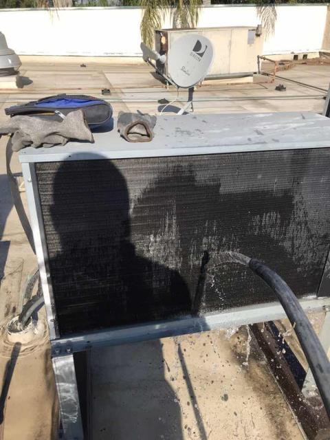 A restaurant in San Bernardino CA reported that their walk-in cooler wasn't working. Dispatched our local commercial refrigeration technician who determined that the coils on their evaporator and condenser were clogged. Cleaned the coils thoroughly and pressures returned to normal. Noted that their defrost was was not timed correctly, their timer not keeping proper program. Will order and install a new timer.