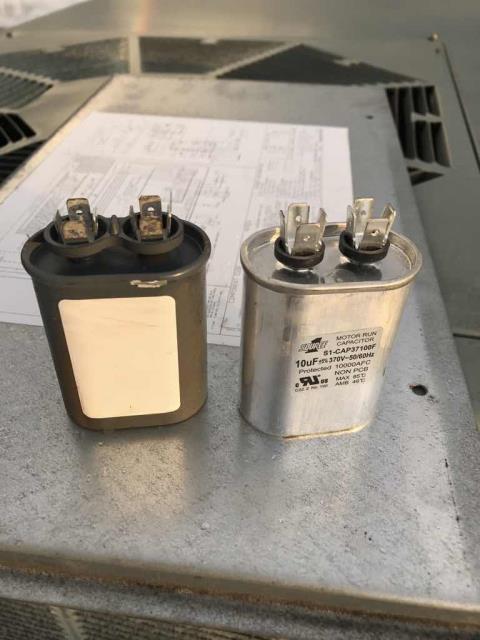 Dispatched our Marina California A/C technician to a loan shop where the heater had stopped working. The thermostat onsite was set to 96 degrees but the space was still measuring 70. On the roof, our tech found that the run capacitor had failed causing the blower motor to stop working. Replaced the capacitor. The motor is working again but may need to be replaced in the future. Heat operational.