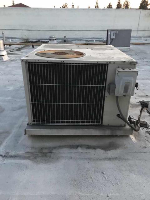 Los Angeles, CA - Sent a technician to a chiropractors office to perform regularly scheduled HVAC maintenance. Full winter services performed. While performing services, our technician found that the crankcase heater needs to be replaced, and that the drain line had cracked at the connection to the pan. Both the condenser and blower motors are overheating, and the fan motor is very loud. This is an older unit, and the customer may consider replacing it due to changes in refrigerant requires in 2020, and overall condition of system. Unit is off at the disconnect for safety. Los Angeles, CA - Sent a technician to a chiropractors office to perform regularly scheduled HVAC maintenance. Full winter services performed. While performing services, our technician found that the crankcase heater needs to be replaced, and that the drain line had cracked at the connection to the pan. Both the condenser and blower motors are overheating, and the fan motor is very loud. This is an older unit, and the customer may consider replacing it due to changes in refrigerant requires in 2020, and overall condition of system. Unit is off at the disconnect for safety.