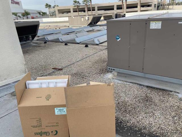 Winter AC preventative maintenance scheduled today at a retailer in San Bernardino, California. All commercial units were inspected, filters replaced and tested for communication. 