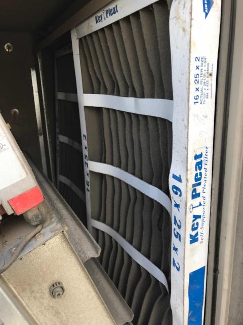 Bakersfield, CA - RESSAC a/c technician was dispatched to a cosmetic store at the Valley Plaza Mall in Bakersfield, CA to perform spring maintenance. Filters were extremely plugged and he found multiple issues with rooftop Lennox package unit which will be quoted for subsequent repair. Bakersfield, CA - RESSAC a/c technician was dispatched to a cosmetic store at the Valley Plaza Mall in Bakersfield, CA to perform spring maintenance. Filters were extremely plugged and he found multiple issues with rooftop Lennox package unit which will be quoted for subsequent repair.