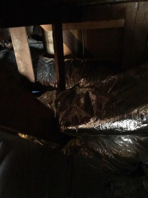 Pasadena, CA - A/C technicians initiated approved repairs at an office building in Pasadena, CA. Techs came to repair a section of crushed ducting in the attic and reattach it to the plenum. The crushed ductwork collar was replaced, reattached and sealed. Damaged section of duct was also replaced. After completing initial repairs, the initial airflow issue for the first office was still apparent. The technicians would return to inspect deeper in the attic for additional ducting damage. Pasadena, CA - A/C technicians initiated approved repairs at an office building in Pasadena, CA. Techs came to repair a section of crushed ducting in the attic and reattach it to the plenum. The crushed ductwork collar was replaced, reattached and sealed. Damaged section of duct was also replaced. After completing initial repairs, the initial airflow issue for the first office was still apparent. The technicians would return to inspect deeper in the attic for additional ducting damage.