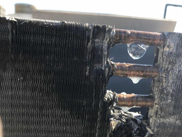 Los Angeles, CA - AC repair technician arrived at an office building on Sunset Boulevard, Los Angeles, to make approved repairs on their York unit. Tech performed a leak search on the system, inspecting the condenser coil carefully as there were signs of oil leaking. Pressurized the system and found several leaks. Leaks were repaired and system re-tested, confirmed no more refrigerant leaks. Unit was vacuumed and recharged, cooling restored. Los Angeles, CA - AC repair technician arrived at an office building on Sunset Boulevard, Los Angeles, to make approved repairs on their York unit. Tech performed a leak search on the system, inspecting the condenser coil carefully as there were signs of oil leaking. Pressurized the system and found several leaks. Leaks were repaired and system re-tested, confirmed no more refrigerant leaks. Unit was vacuumed and recharged, cooling restored.