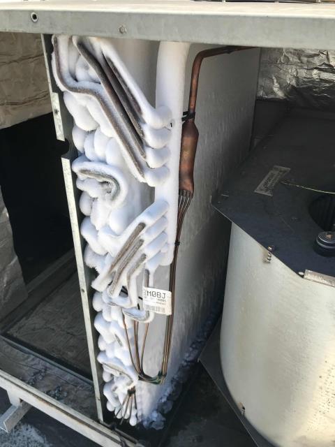 Fresno, CA - Fresno CA area technician dispatched to a cash advance shop for the AC not cooling. Tech found the American Standard air conditioner off, unit iced over over due to a failed blower motor and bearings. Will quote the motor, bearings and a bad capacitor to the customer. Leaving unit off to defrost as we quote for repairs. Fresno, CA - Fresno CA area technician dispatched to a cash advance shop for the AC not cooling. Tech found the American Standard air conditioner off, unit iced over over due to a failed blower motor and bearings. Will quote the motor, bearings and a bad capacitor to the customer. Leaving unit off to defrost as we quote for repairs.