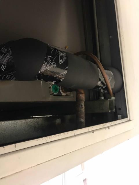 Santa Monica, CA - Emergency dispatch to a mobile phone store in Santa Monica, California. Site stated there was a water leak possibly coming from the air conditioner. Traced issue to an off-level drain pan. Adjusted pitch and re-insulated refrigerant line. Tested drainage by pouring water into pan several times. Unit draining well again. Santa Monica, CA - Emergency dispatch to a mobile phone store in Santa Monica, California. Site stated there was a water leak possibly coming from the air conditioner. Traced issue to an off-level drain pan. Adjusted pitch and re-insulated refrigerant line. Tested drainage by pouring water into pan several times. Unit draining well again.