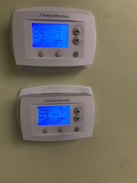 RESSAC technician arrived at a massage center in Santa Monica, California, to investigate a no-heat issue. Tech found the thermostat locked at 68, thermostat is controlled by Pelican system. Tech called into tech support and was able to adjust cooling temperatures to 78* and heating up to 71*. Site comfortable again after adjustments.