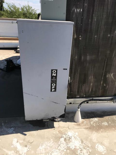 Fresno, CA - Dispatched our AC technician to a sports shop in Fresno, California. Site reported no AC and no airflow. Arrived onsite, found a snapped belt and completely iced evaporator coil. Shut unit off and replaced belt. Unit would not restart at the disconnect. Disconnect switch is faulty and gears are not engaging. Will quote for repairs. Unit left off for safety. Fresno, CA - Dispatched our AC technician to a sports shop in Fresno, California. Site reported no AC and no airflow. Arrived onsite, found a snapped belt and completely iced evaporator coil. Shut unit off and replaced belt. Unit would not restart at the disconnect. Disconnect switch is faulty and gears are not engaging. Will quote for repairs. Unit left off for safety.