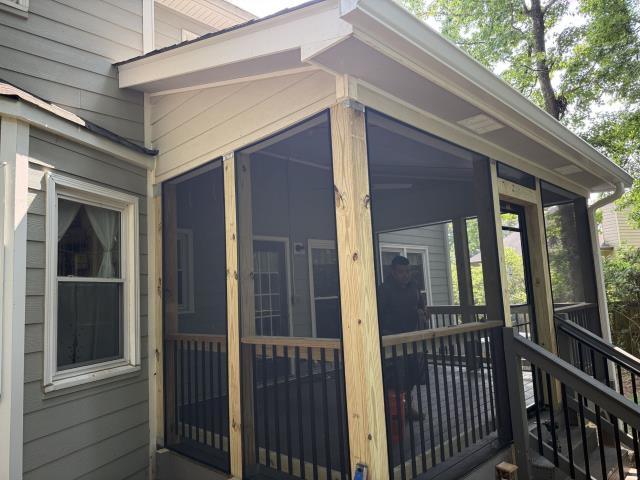 
We built a roof over a deck on an existing deck in Kennesaw, Ga.