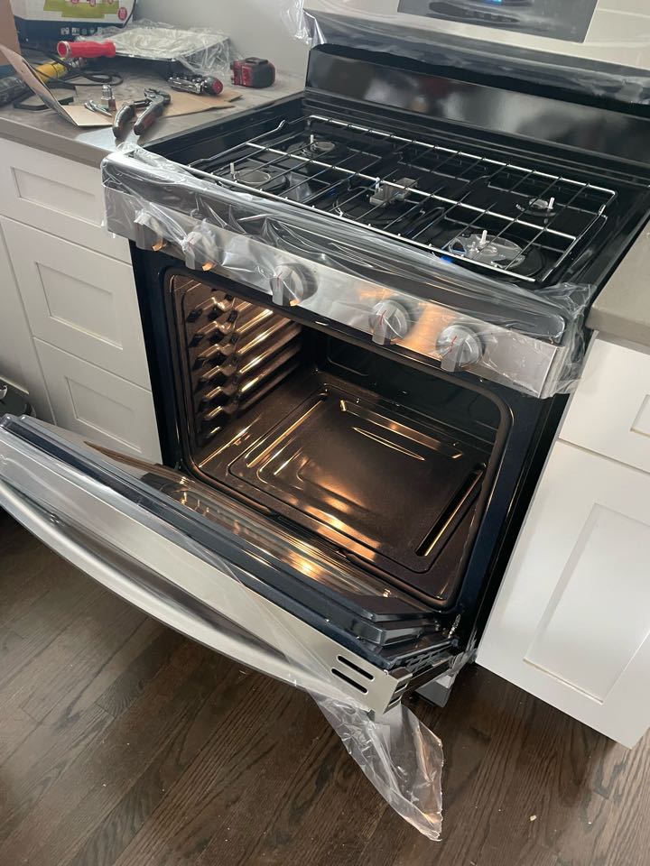 Set toilet in basement ran gas line from basement to upstairs to stove and hooked up water line to fridge 