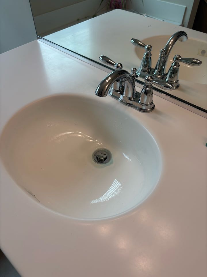 Replace an older bathroom faucet that was leaking and causing the sink to stain. 