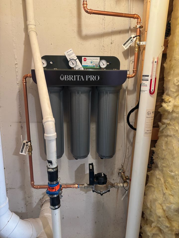 Install a new Brita whole house filtration system to improve the quality of water to the home.