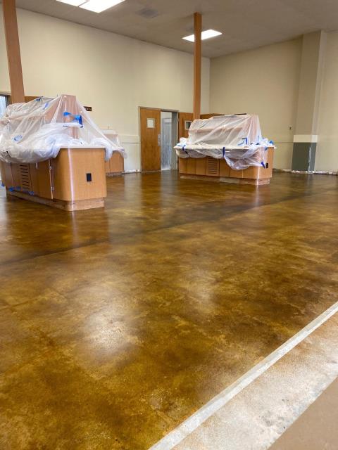 Commercial Cafeteria - Stain and Seal floor previously had VCT that was removed. I am sharing a before and after picture of the project.