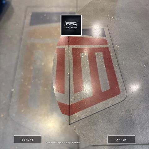 Montgomery, AL - We love the opportunity to restore floors.  Especially concrete floors.  Here is a before and after of the Truckworx Kenworth Logo we were able to make pop again along with some maintenance to the remainder of the floor! Thank You Truckworx for the opportunity