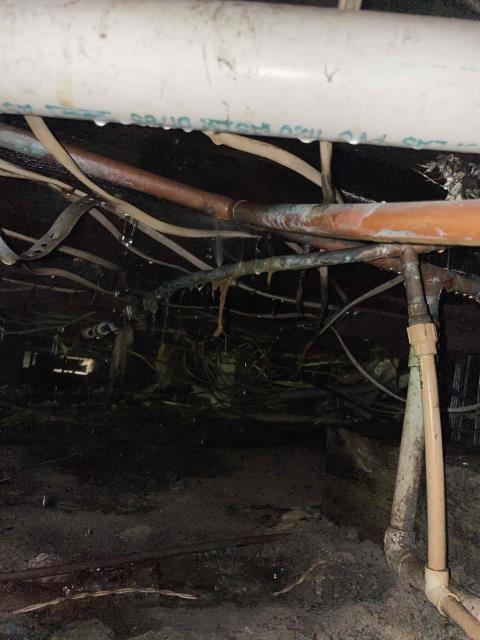 Leaking copper pipe.