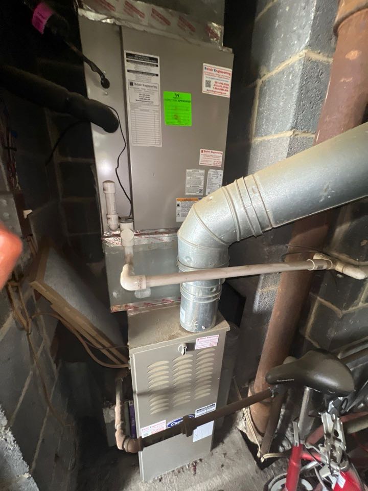 Carrier Performance Boost 80 gas furnace heating & AC air conditioning system repair service call Adelphi Maryland 20783