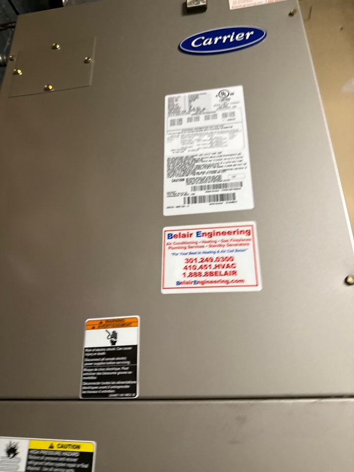 Carrier Comfortmaker heat pump furnace heating & AC system repair service call Chesapeake Beach Maryland 20732