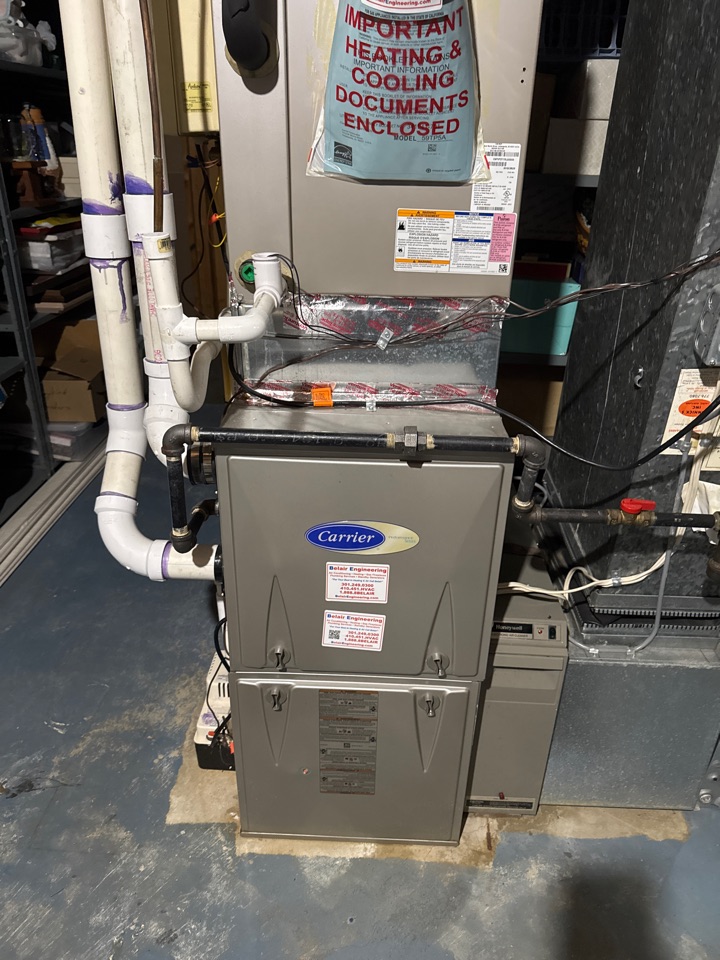 Carrier Performance Boost 90 gas furnace heating & AC system repair service call Hyattsville Maryland 20785